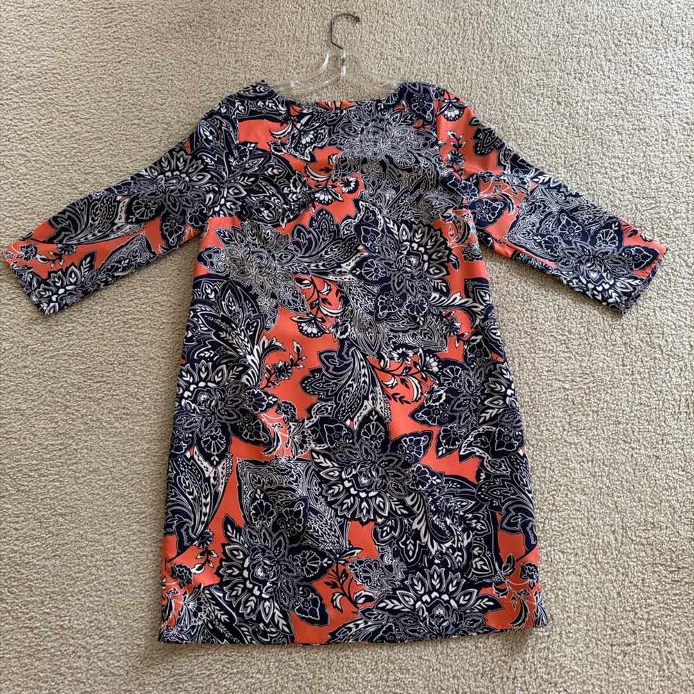 The Limited Orange and Blue Long Sleeve Dress
